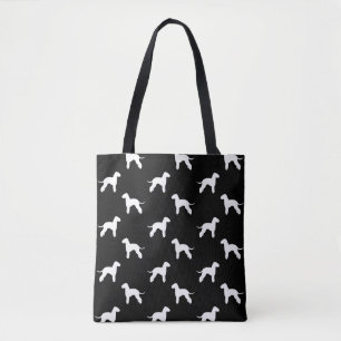 Tote Bag Gris de motif de silhouettes de Bedlington Terrier