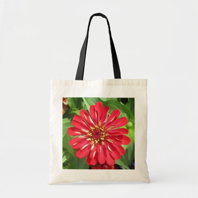 Tote Bag gris-foray Red Floral Fourre-tout (Devant)