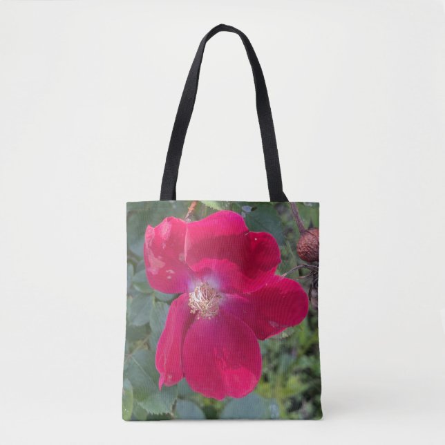 Tote Bag gris-foray Red Floral Fourre-tout (Devant)