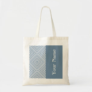 Tote Bag Gris Français Diamant Chevron avec nom @ Emporiomo