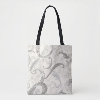 Tote Bag Gris Neutre et Abstrait Blanc