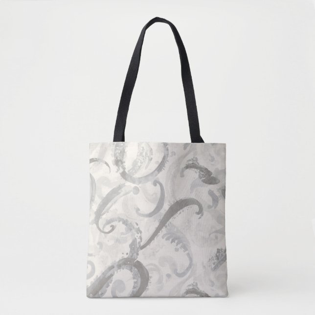Tote Bag Gris Neutre et Abstrait Blanc (Devant)