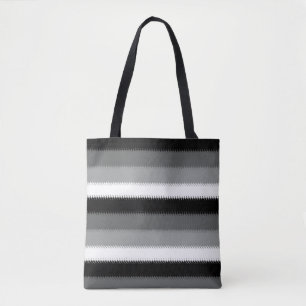 Tote Bag Gris noir blanc rayures Design