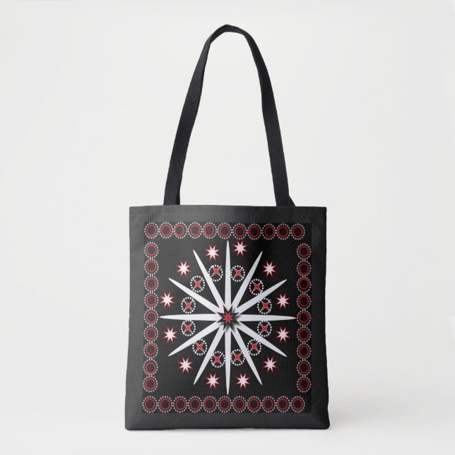 Tote Bag Gris noir rouge gris et blanc (Devant)