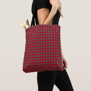 Tote Bag gris rouge motif écossais sans à damiers