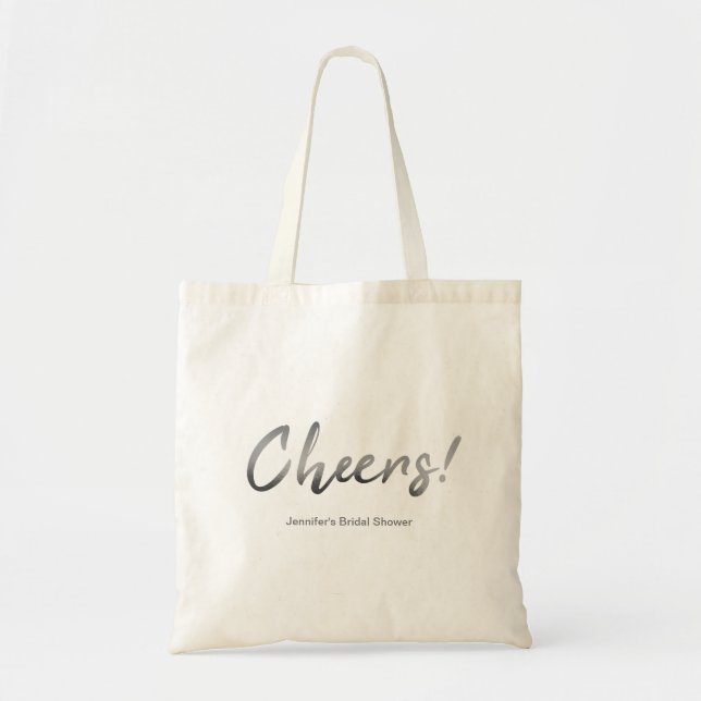 Tote Bag Gris Rustique à la main Lettres Mariage (Devant)