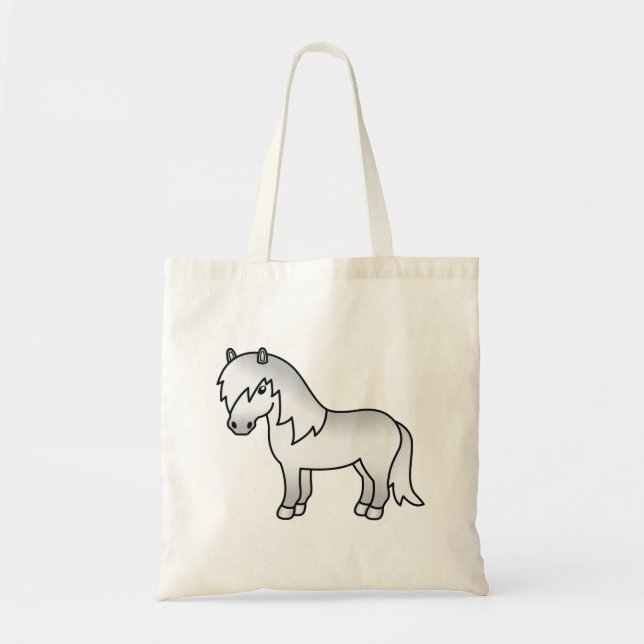 Tote Bag Gris Shetland Pony Cute Dessin Illustration (Devant)