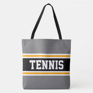 Tote Bag Gris Sportif Amusant Blanc Noir Orange Rayures TEN