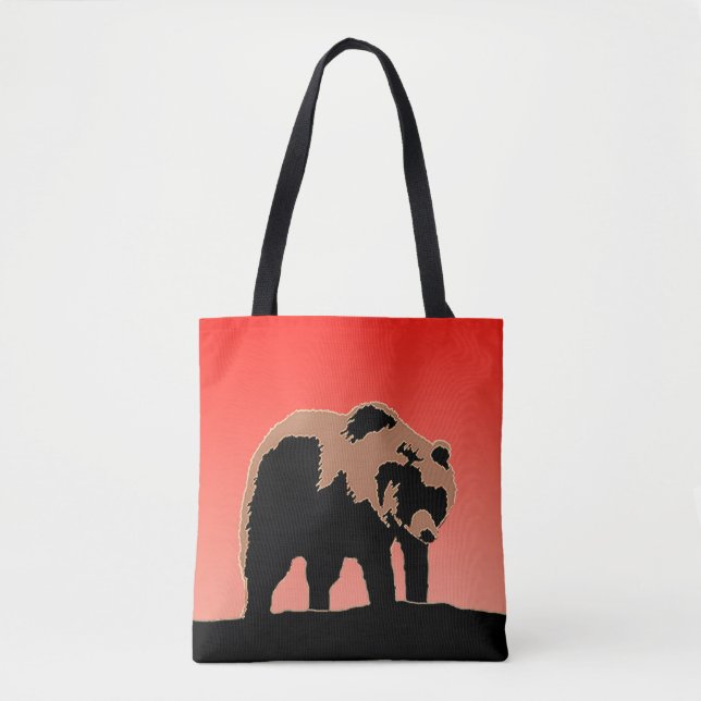 Tote Bag Grizzly Bear au coucher du soleil - Art original d (Devant)