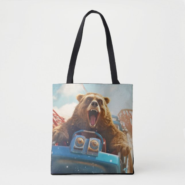 Tote Bag Grizzly Oear Animal Fun Roller dessous de verre Ha (Devant)