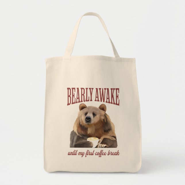 Tote Bag Grizzly Sleepy Bear Coffee Love (Devant)