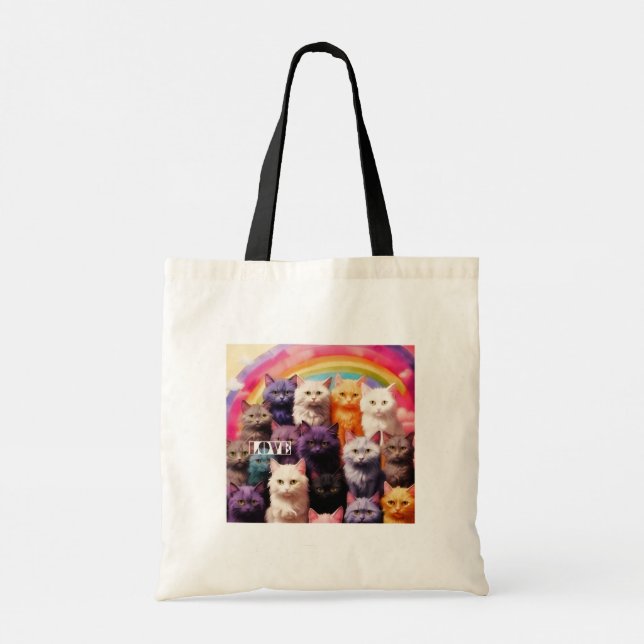 Tote Bag Grocery Bag with Cat Illustration (Dos)