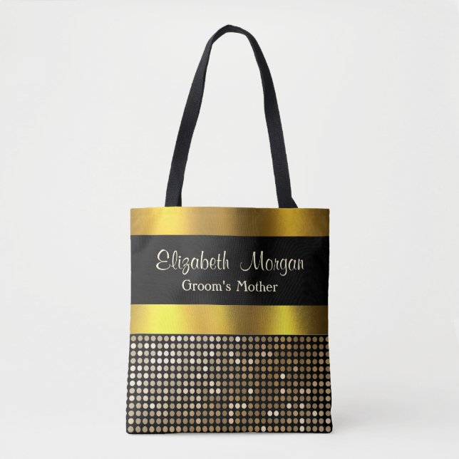 Tote Bag Groom Mère élégante Classy Gold Damask Embossé (Devant)