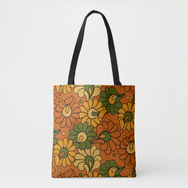 Tote Bag Groovy Bloom - Retro Floral 1970s (Devant)
