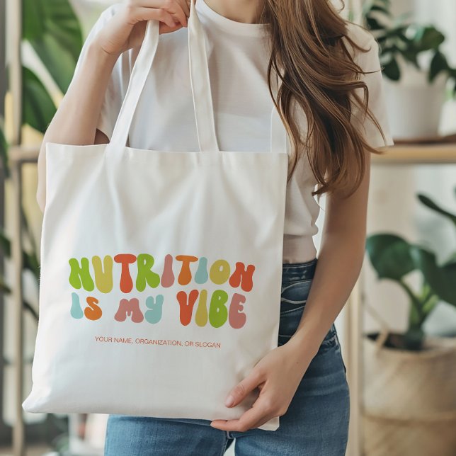 Tote Bag Groovy Retro Nutrition is My Vibe, Nutritionist (Créateur téléchargé)