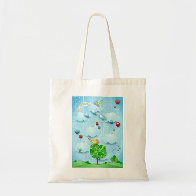 Tote Bag Gros arbre et poissons volants (Devant)