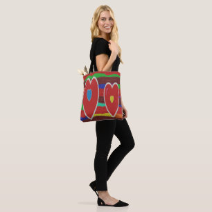 Tote Bag Gros coeur brillant avec de grandes rayures