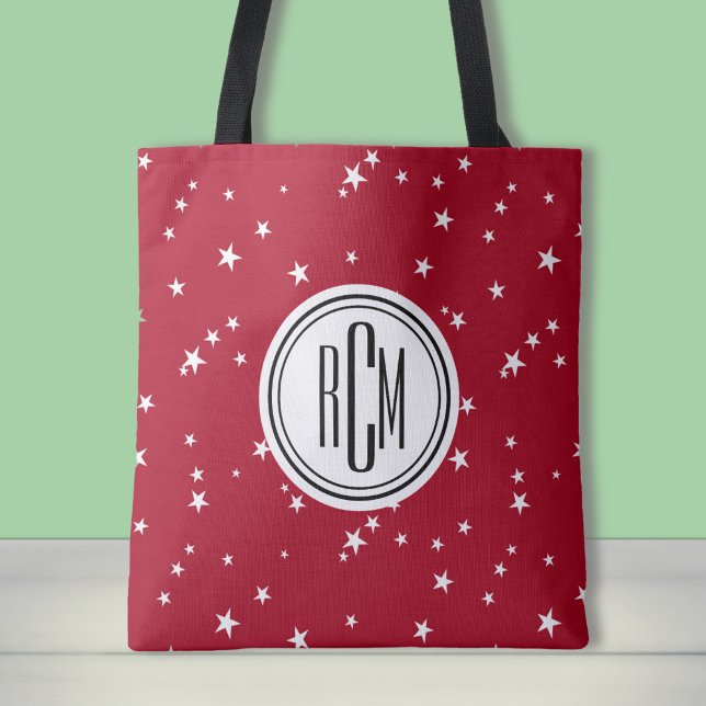 Tote Bag Gros monogramme sur les étoiles blanches rouges Sa (Créateur téléchargé)