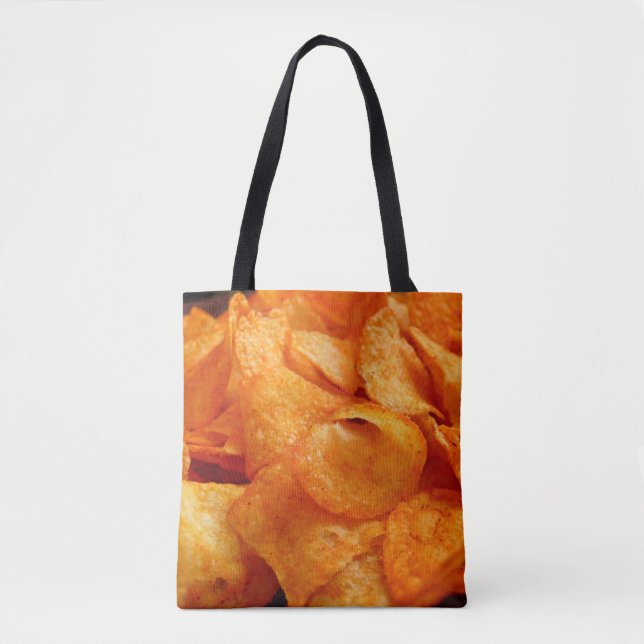 Tote Bag Gros plan de chips juteux, croustillants sur plaqu (Devant)