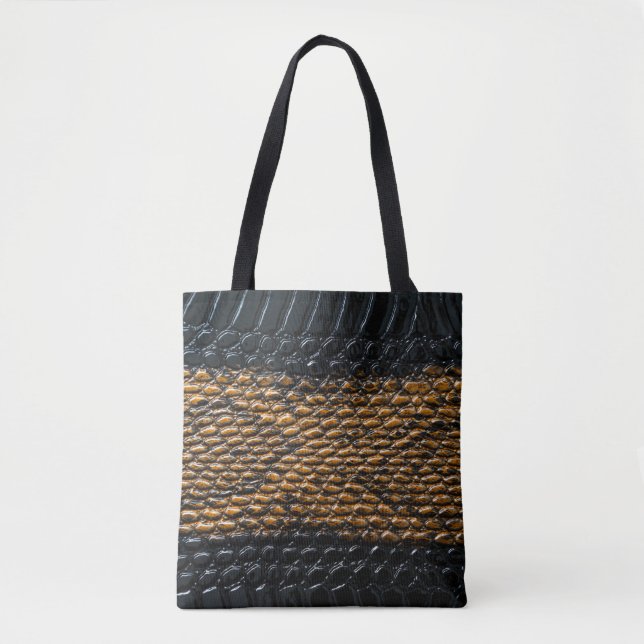 Tote Bag Gros plan texture de peau de serpent noir (Devant)