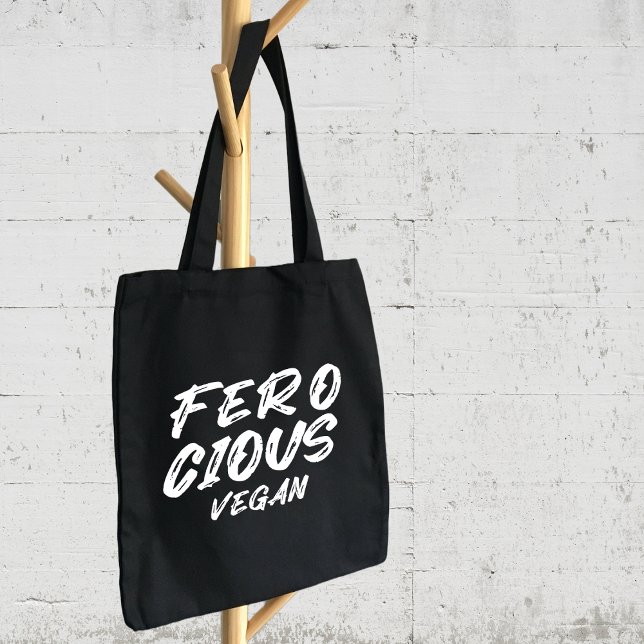 Tote Bag Gros Végétan féroce, Minimaliste (Créateur téléchargé)