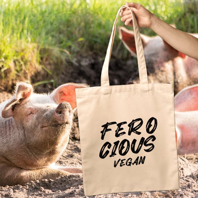 Tote Bag Gros Végétan féroce, Minimaliste (Créateur téléchargé)