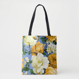 Tote Bag Grosse Fleur de rose jaune rétro