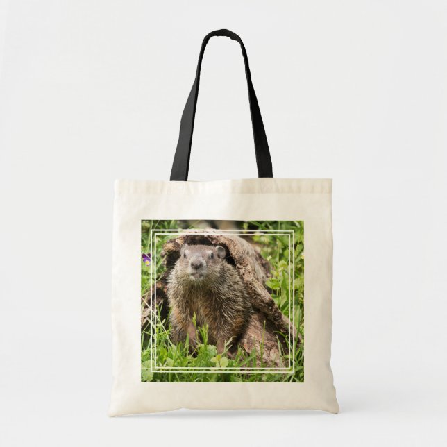 Tote Bag Groundhog in a Hollow Log (Devant)