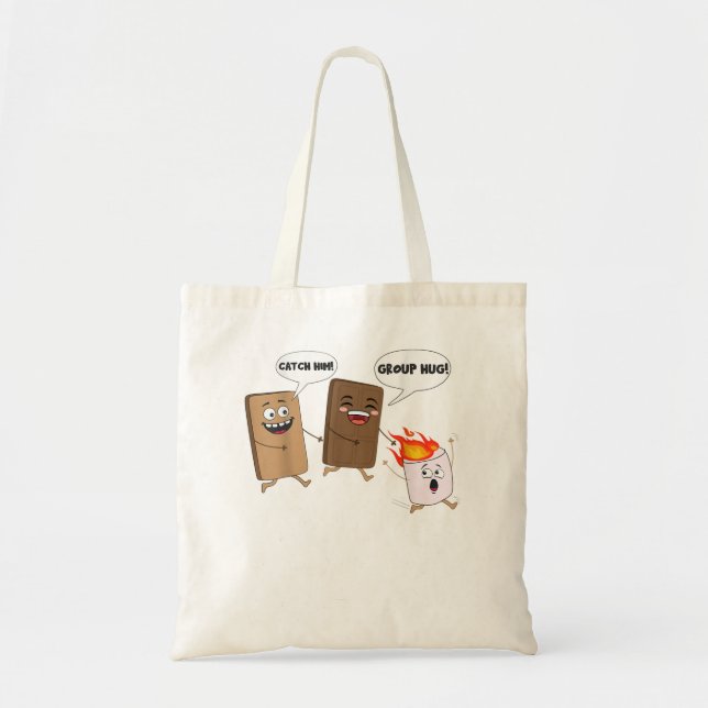 Tote Bag Groupe Hug Funny Smores Chocolat Marshmallow Campi (Devant)