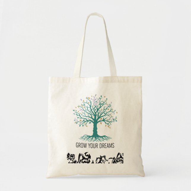 Tote Bag Grow Your Dreams Inspirational Motivational Grocer (Devant)