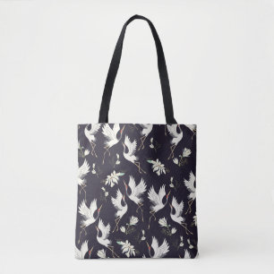 Tote Bag grue, motif, illustration vintage oiseau volant f