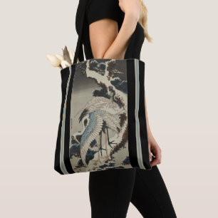 Tote Bag Grues sur pins couverts de neige