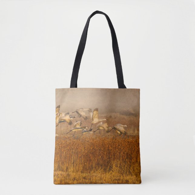 Tote Bag Grues sur un champ d'or (Devant)