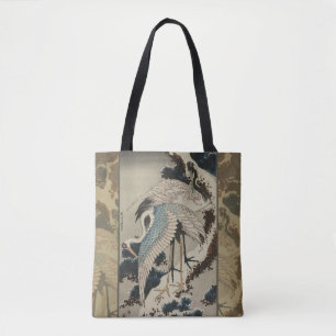 Tote Bag Grues sur un pin couvert de neige Hokusai