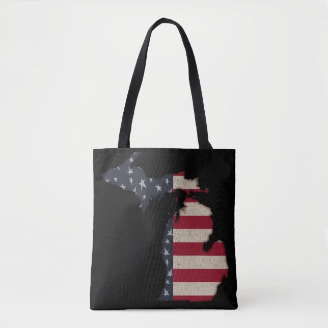 Tote Bag Grunge Americana Michigan | Vous Customisez (Devant)