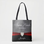 Tote Bag Grunge Black, Gray and Red Team Bride<br><div class="desc">Équipe de Bride Tote Bag. A great gift for your bridesmaids, maid of honor matron of honor, etc... 📌 If you need further customization, please click the "Click to Customize further" or "Customize or Edit Design"button and use our design tool to resize, rotate, change text color, add text and so...</div>