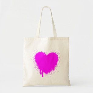 Tote Bag Grunge Heart - Magenta