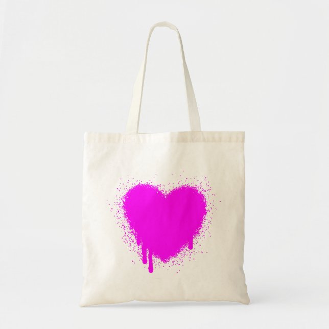 Tote Bag Grunge Heart - Magenta (Devant)
