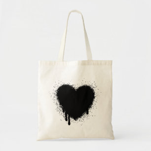 Tote Bag Grunge Heart - Noir