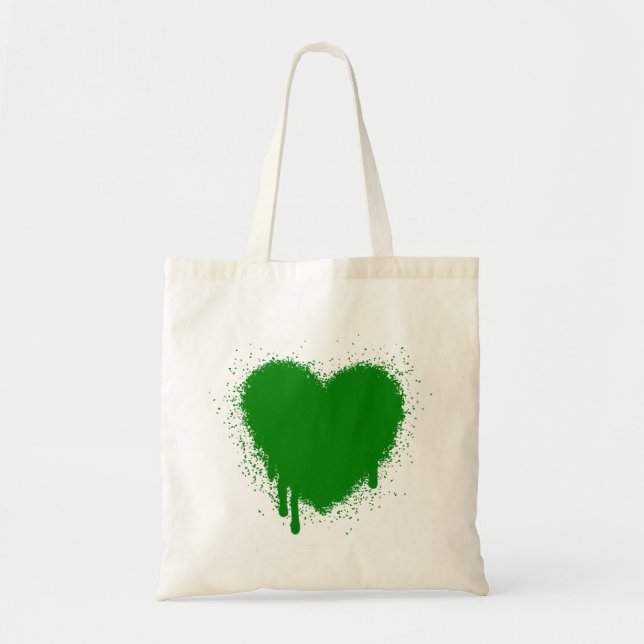 Tote Bag Grunge Heart - Vert (Devant)