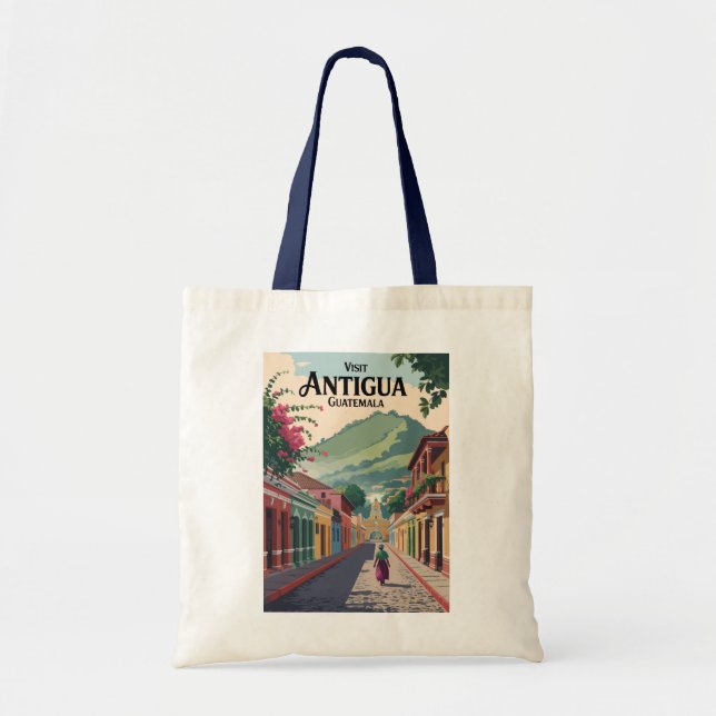 Tote Bag Guatemala Antigua Illustration Voyage Art Vintage (Devant)