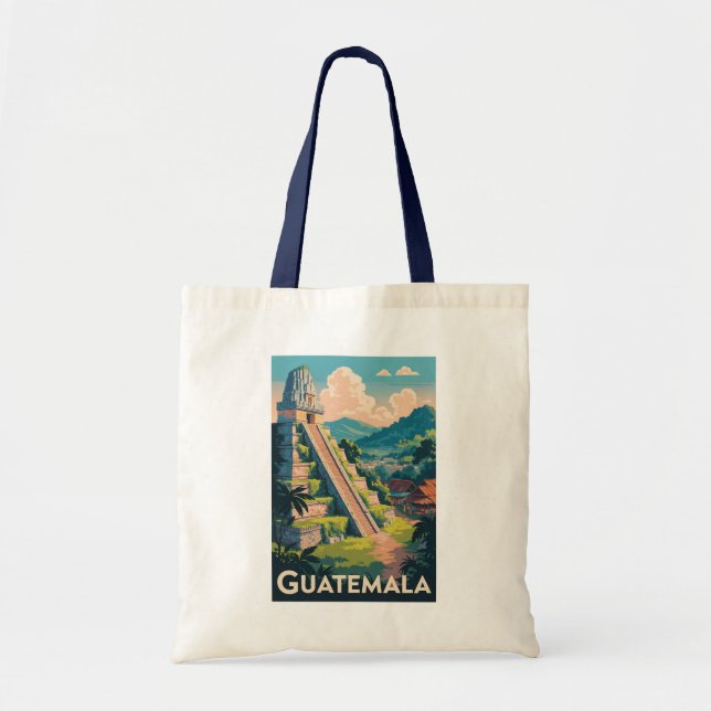 Tote Bag Guatemala Tikal National Park Illustration Voyage (Devant)