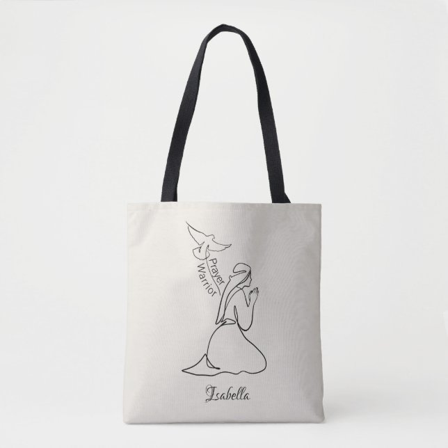 Tote Bag Guerrier de Prière Conception & Personnaliser Nom (Devant)