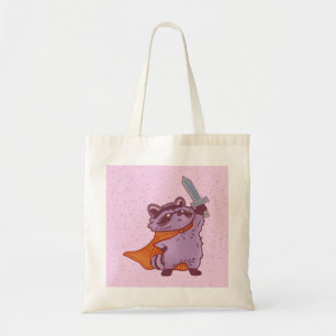 Tote Bag Guerrier Raton Laveur Fantastique Mignon avec Épée