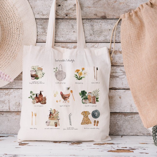 Tote Bag Guide de style de vie écologique durable | Zéro dé (Créateur téléchargé)