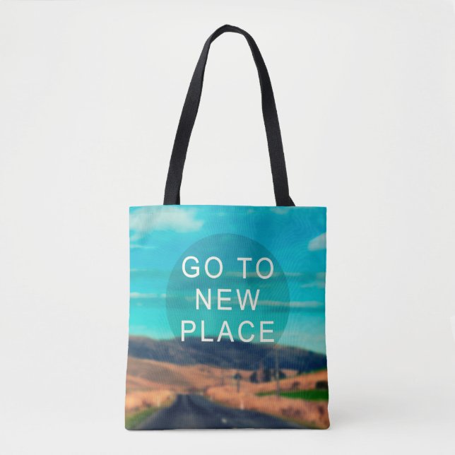 Tote Bag Guillemet d'inspiration voyage - Aller à un nouvel (Devant)