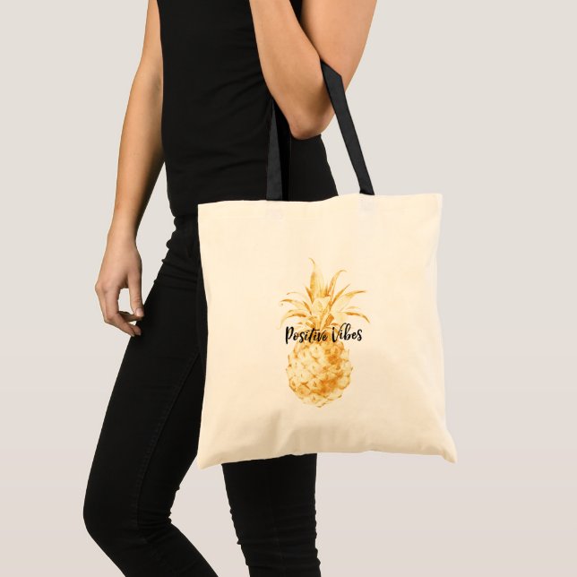 Tote Bag Guillemet personnalisé Gold Tropical Pineapple (Devant (produit))