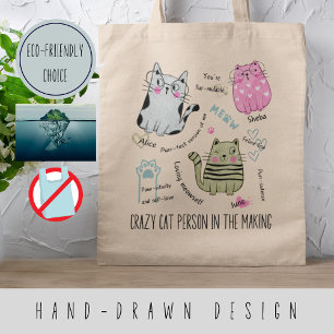 Tote Bag Guillemets de motivation personnalisés avec chats
