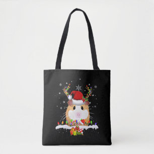 Tote Bag Guinea Pig Christmas Reindeer Christmas Lights