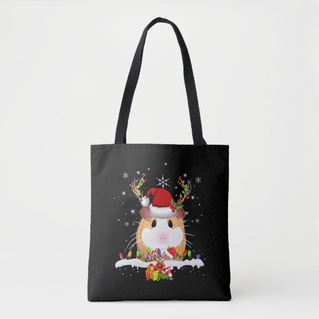 Tote Bag Guinea Pig Christmas Reindeer Christmas Lights (Devant)